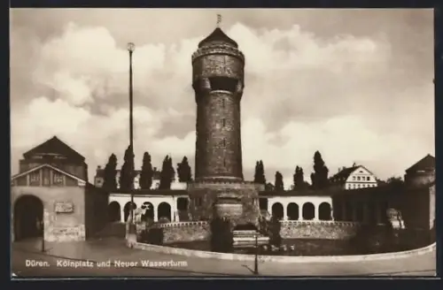 AK Düren, Kölnplatz und Neuer Wasserturm
