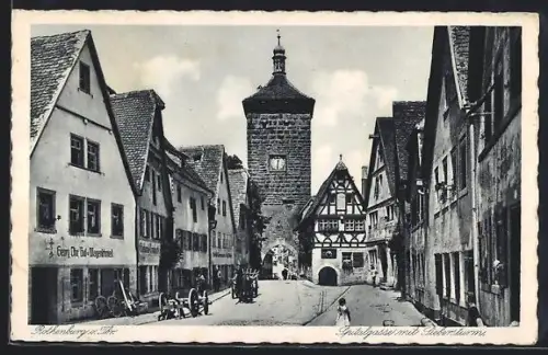 AK Rothenburg o. Tbr., Spitalgasse mit Siebersturm
