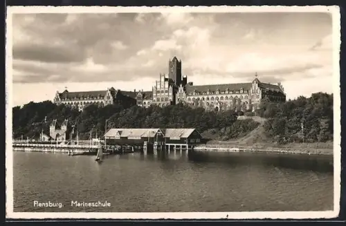 AK Flensburg, Marineschule aus der Vogelschau