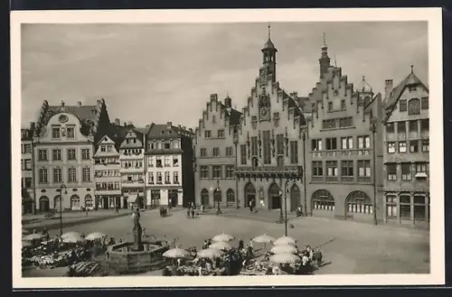 AK Alt-Frankfurt, Römerberg mit Römer