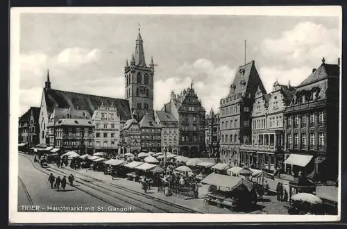 AK Trier, Hauptmarkt mit St. Gangolf