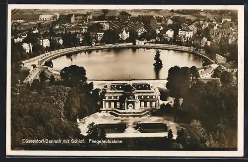 AK Düsseldorf-Benrath, Ortsansicht mit Schloss Benrath, Fliegeraufnahme