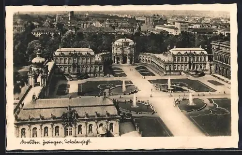 AK Dresden, Zwinger, Totalansicht von oben