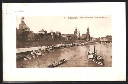 AK Dresden, Blick von der Carolabrücke