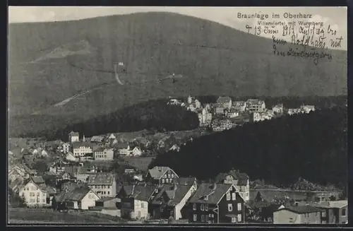 AK Braunlage im Oberharz, Villenviertel mit Wurmberg