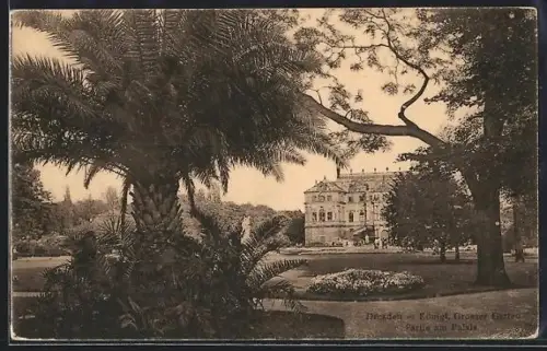 AK Dresden, Königl. Grosser Garten, Partie am Palais