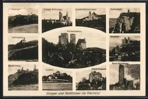 AK Normannstein /Werratal, Burg Normannstein, Schloss Rothestein, Schloss Wolfsbrunnen, Burgen und Schlösser