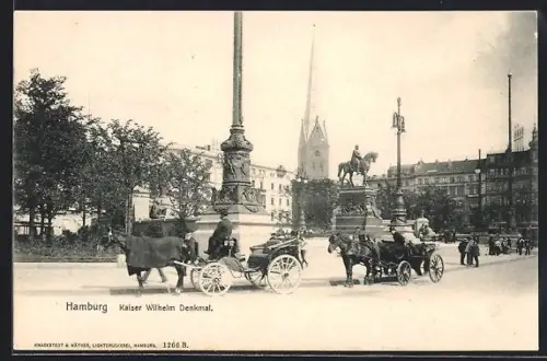 AK Hamburg, Kaiser Wilhelm Denkmal mit Kirche