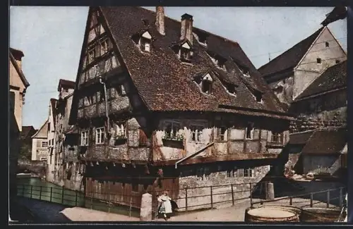 AK Ulm a. D., Altes Haus an der Blau