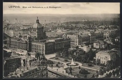 AK Leipzig, Blick vom Rathausturm auf das Reichsgericht