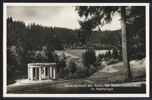 AK Allerheiligen /Oppenau, Heldendenkmal des Badischen Schwarzwaldvereins