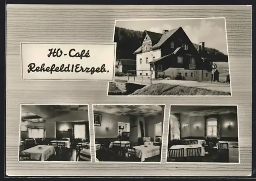 AK Rehefeld /Erzgeb., HO-Cafe, Innenansichten