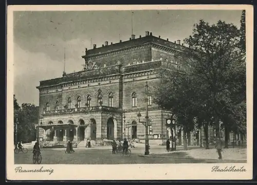 AK Braunschweig, Staatstheater mit Strassenpartie