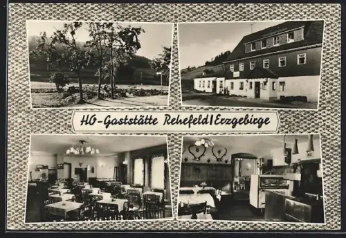 AK Rehefeld /Erzgebirge, HO-Gaststätte, Innenansichten