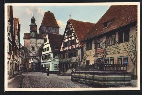 AK Rothenburg a. Tbr., Strasse Rödergasse mit Markusturm