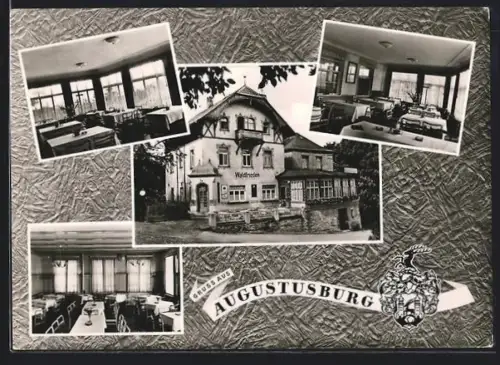 AK Augustusburg, Hotel Waldfrieden, Innenansichten