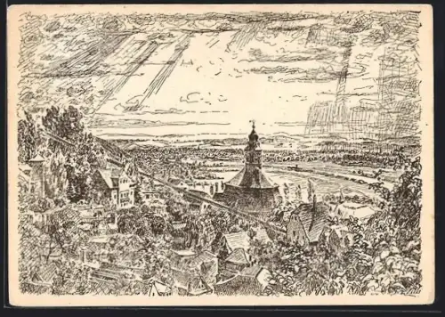 Künstler-AK Dresden-Loschwitz, Teilansicht