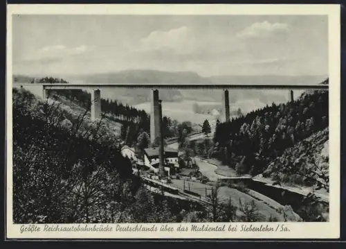 AK Siebenlehn /Sa., Grösste Reichsautobahnbrücke Deutschlands über das Muldental