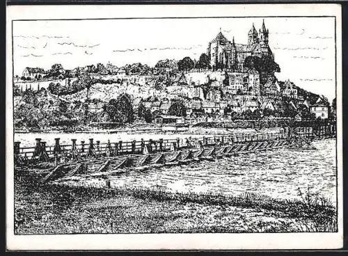 AK Breisach a /Rhein, Stadt mit Schiffsbrücke