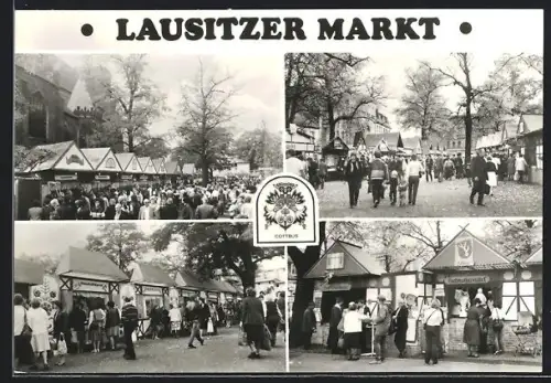 AK Cottbus, Lausitzer Markt, Marktstände, Besucher