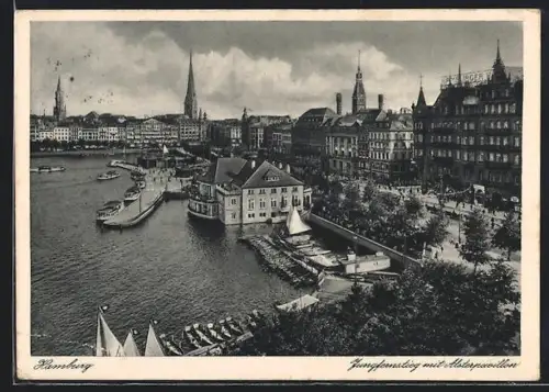 AK Hamburg-Neustadt, Jungfernstieg mit Alsterpavillon