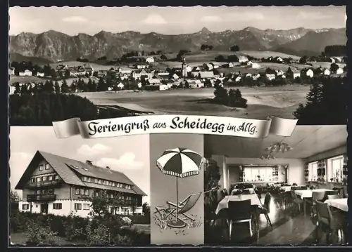 AK Scheidegg im Allgäu, AEG Ferienheim, Ortsansicht, Speisesaal