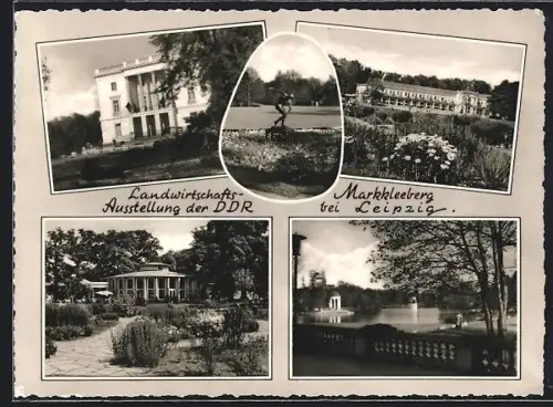 AK Markkleeberg bei Leipzig, Landwirtschaftsausstellung der DDR, Parkanlagen, See, Pavillon