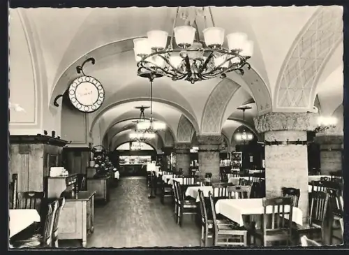 AK Leipzig, Ratskeller im Neuen Rathaus, Vordere Gaststätte, Innenansicht