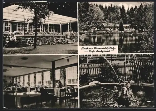 AK Frauenwald /Rstg., Café Lenkgrund, Glücksbrunnen, Innenansicht, Terrasse