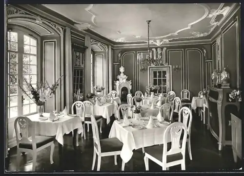 AK Bad Karlshafen /Weser, Hotel zum Schwan, Speisesaal, Inh. Klaus Rothhaus