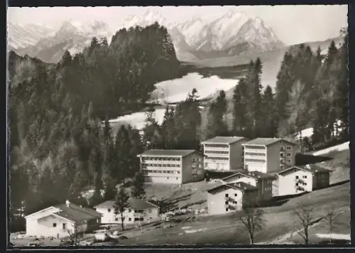 AK Oberstaufen im bayer. Allgäu, Allgäuer-Kuranstalt-Malas, Blick zum Säntis