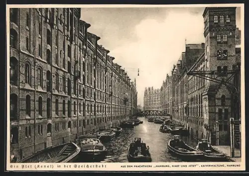 AK Hamburg, Blick (Kanal) in der Speicherstadt