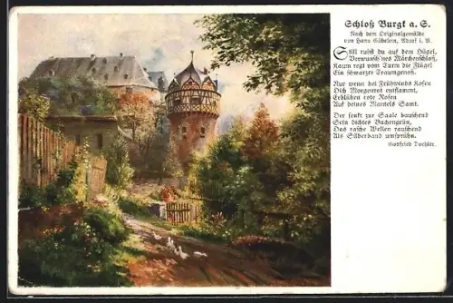 Künstler-AK Burgk a. S., Blick auf Schloss Burgk