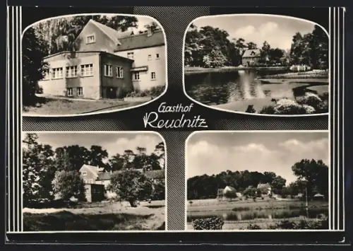 AK Reudnitz /Dahlener Heide, Gasthof Reudnitz, Teich, Waldpartie