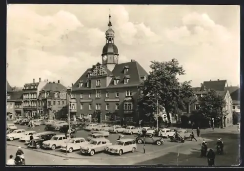 AK Borna, Marktplatz, Rathaus