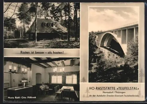 AK Hermsdorf /Thüringen, HO-Raststätte Teufelstal, Teufelstalbrücke, Innenansicht