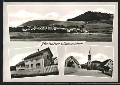 AK Fürstenberg b. Donaueschingen, Ortsansicht, Kirche, Wohnhaus