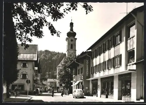 AK Oberaudorf a. Inn, Volksbank, Pfarrkirche, Apotheke