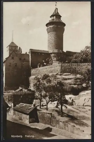 AK Nürnberg, Freiung, Ortspartie mit Turm