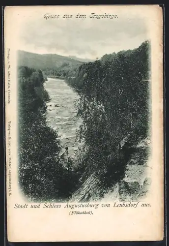 AK Augustusburg /Flöhatal, Stadt und Schloss von Leubsdorf aus