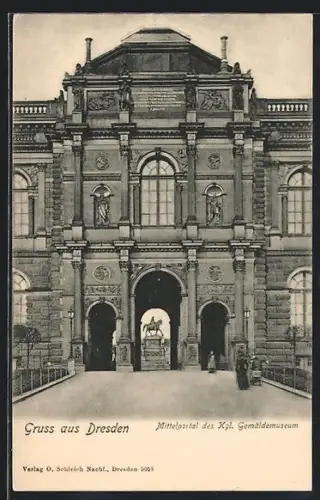 AK Dresden, Mittelportal des Kgl. Gemäldemuseum