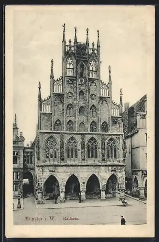 AK Münster i. W., Rathaus aus der Vogelschau