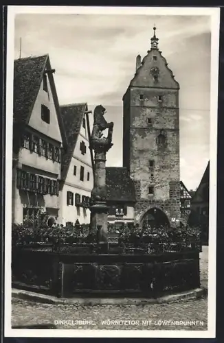 AK Dinkelsbühl, Wörnitztor mit Löwenbrunnen