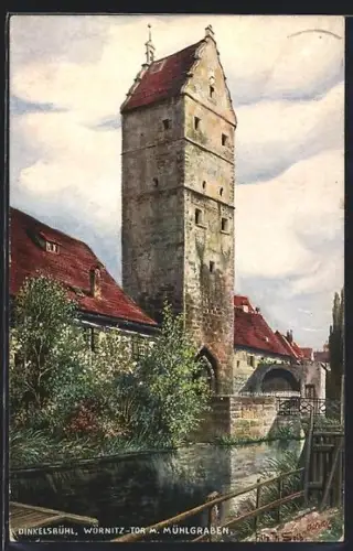 AK Dinkelsbühl, Wörnitztor mit Mühlgraben