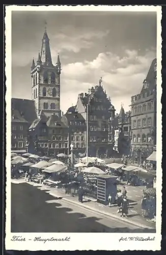AK Trier, Hauptmarkt mit Marktbetrieb
