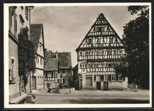 AK Güglingen /Württ., Marktplatz mit Brunnen u. Fachwerkhaus