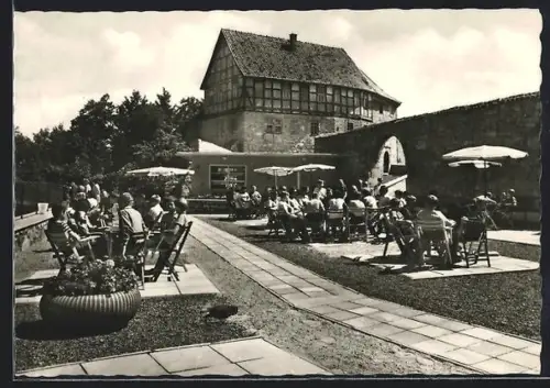AK Scharfenstein, Burg Scharfenstein, Naherholungszentrum VEB Kleinmetallwarenwerk Heiligenstadt, Gaststätten-Terrasse