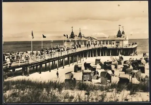 AK Ahlbeck, Seebrücke mit HO-Gaststätte