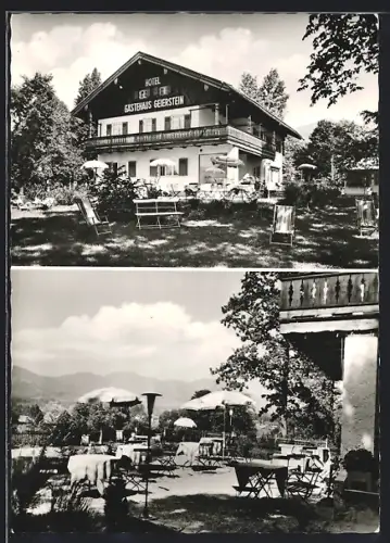 AK Lenggries /Obb., Hotel und Gästehaus Geierstein, Gartenansicht, Terrasse