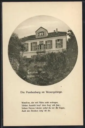AK Paschenburg /Wesergebirge, Burg, Gedicht
